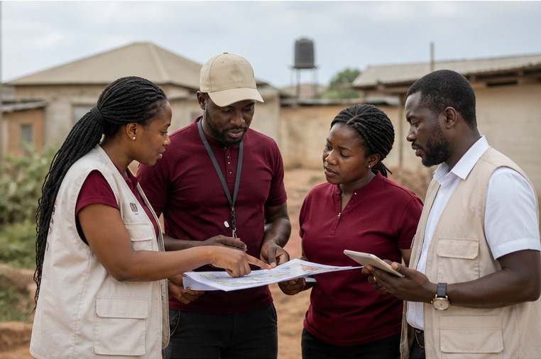 Nigerian public-sector leaders examining a regional programme plan