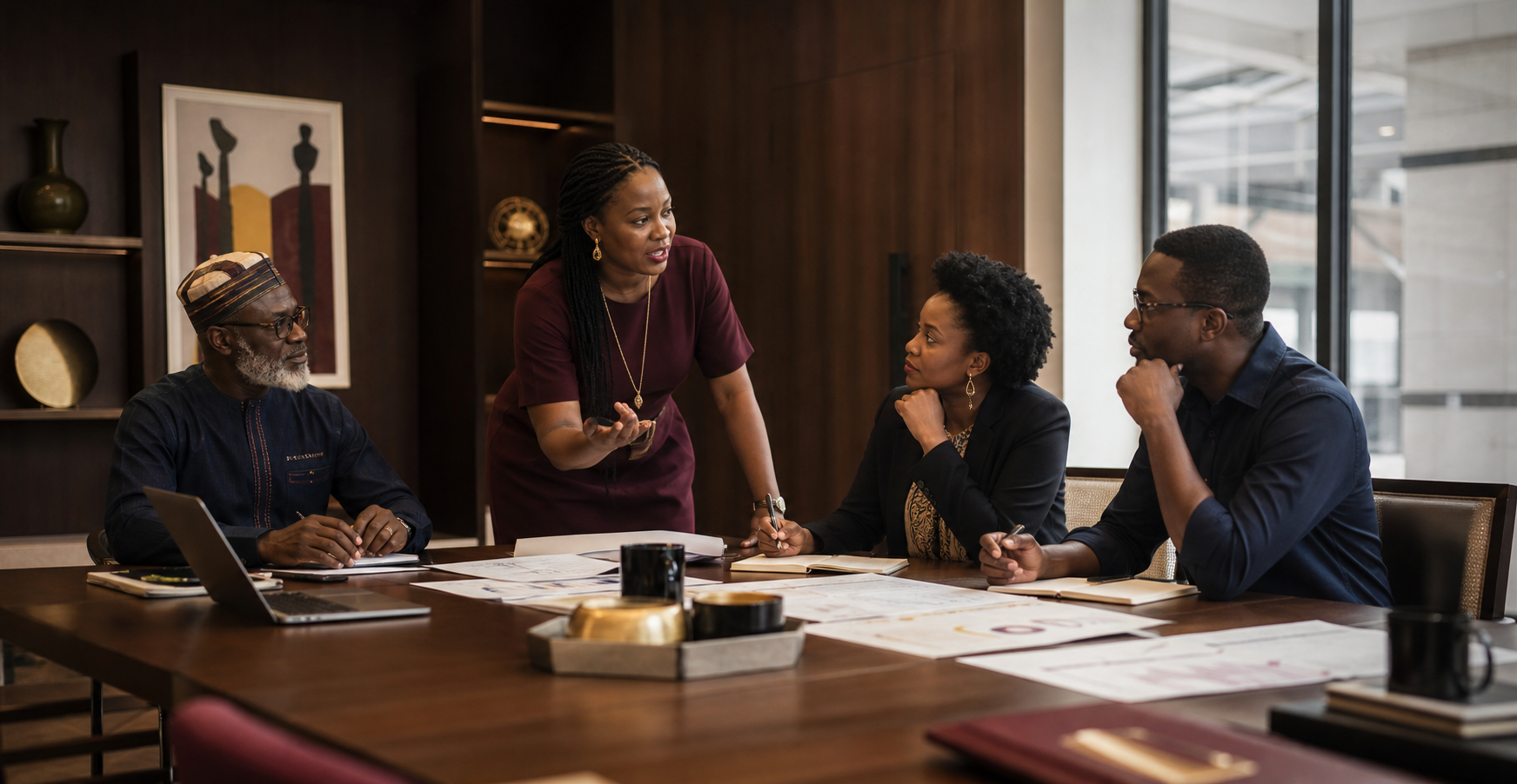 A Nigerian mission-driven leadership team working through organisational priorities